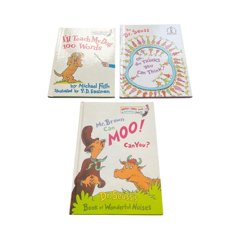 Dr Seuss Beginner Books Lot of 3 Mr Brown Can Moo Oh the Thinks You Can Think - Picture 1 of 4